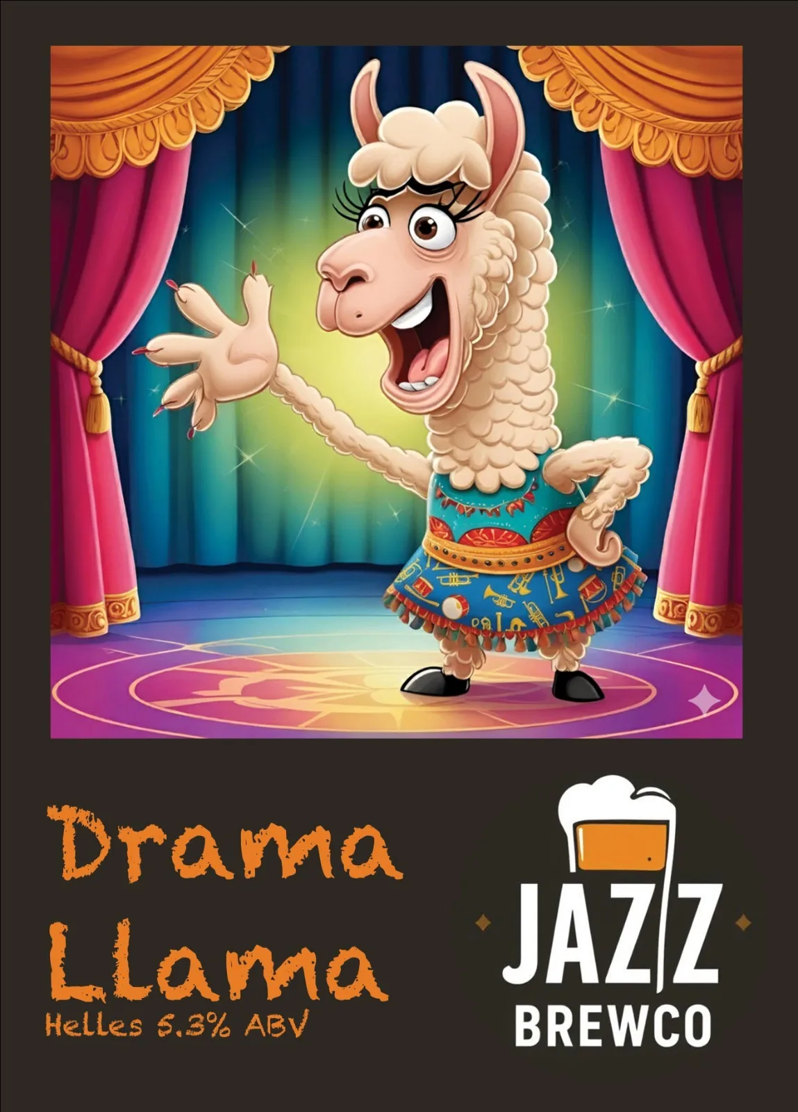 Drama Llama pump clip — fronted by the Llama